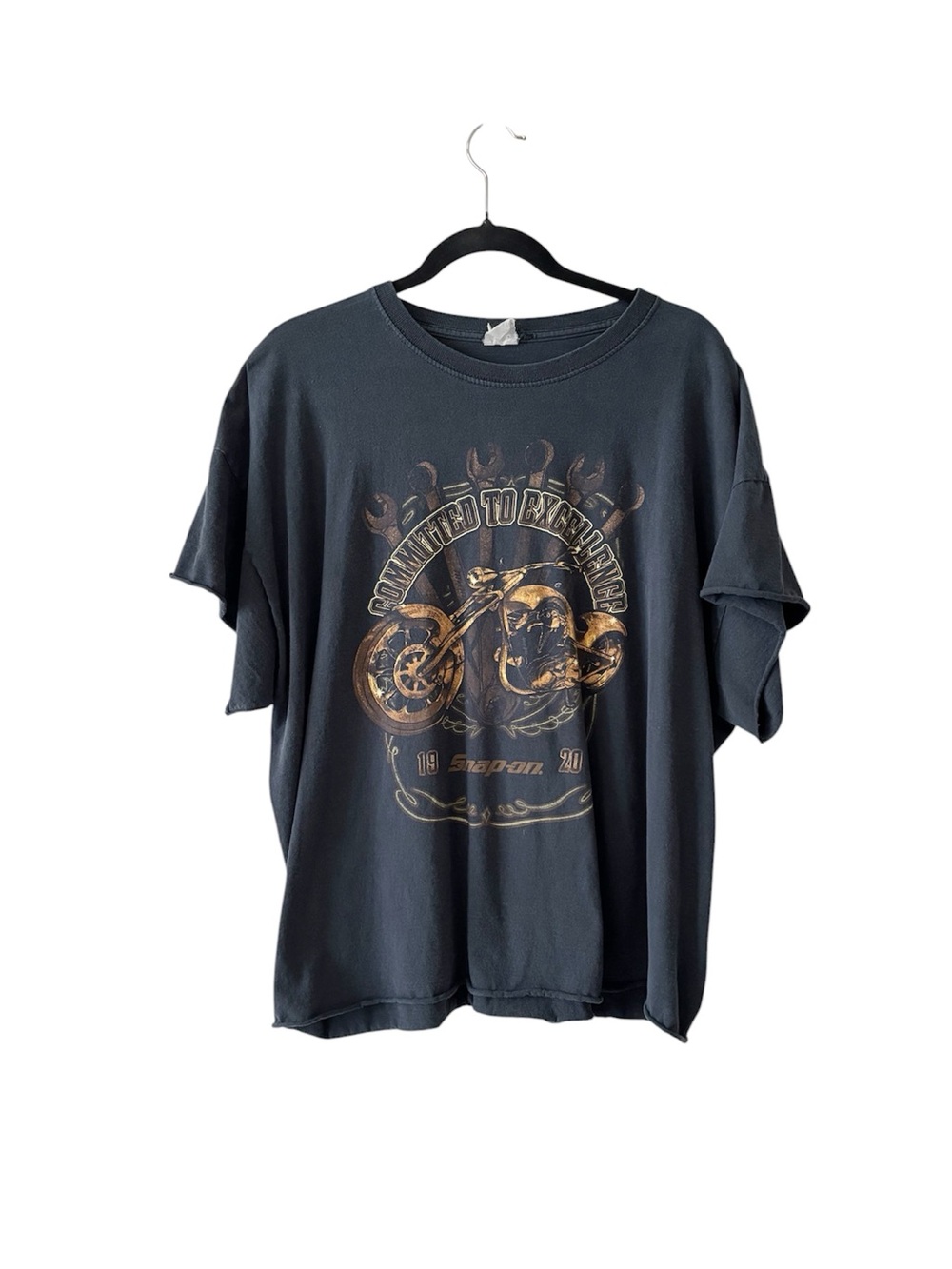 Vintage Y2K Snap-On Motorcycle Graphic Oversized Tee Biker L